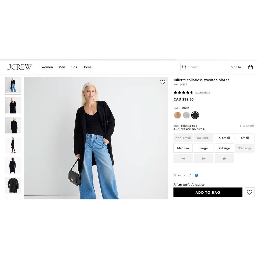 JCrew | Juliette Collarless Sweater Blazer
